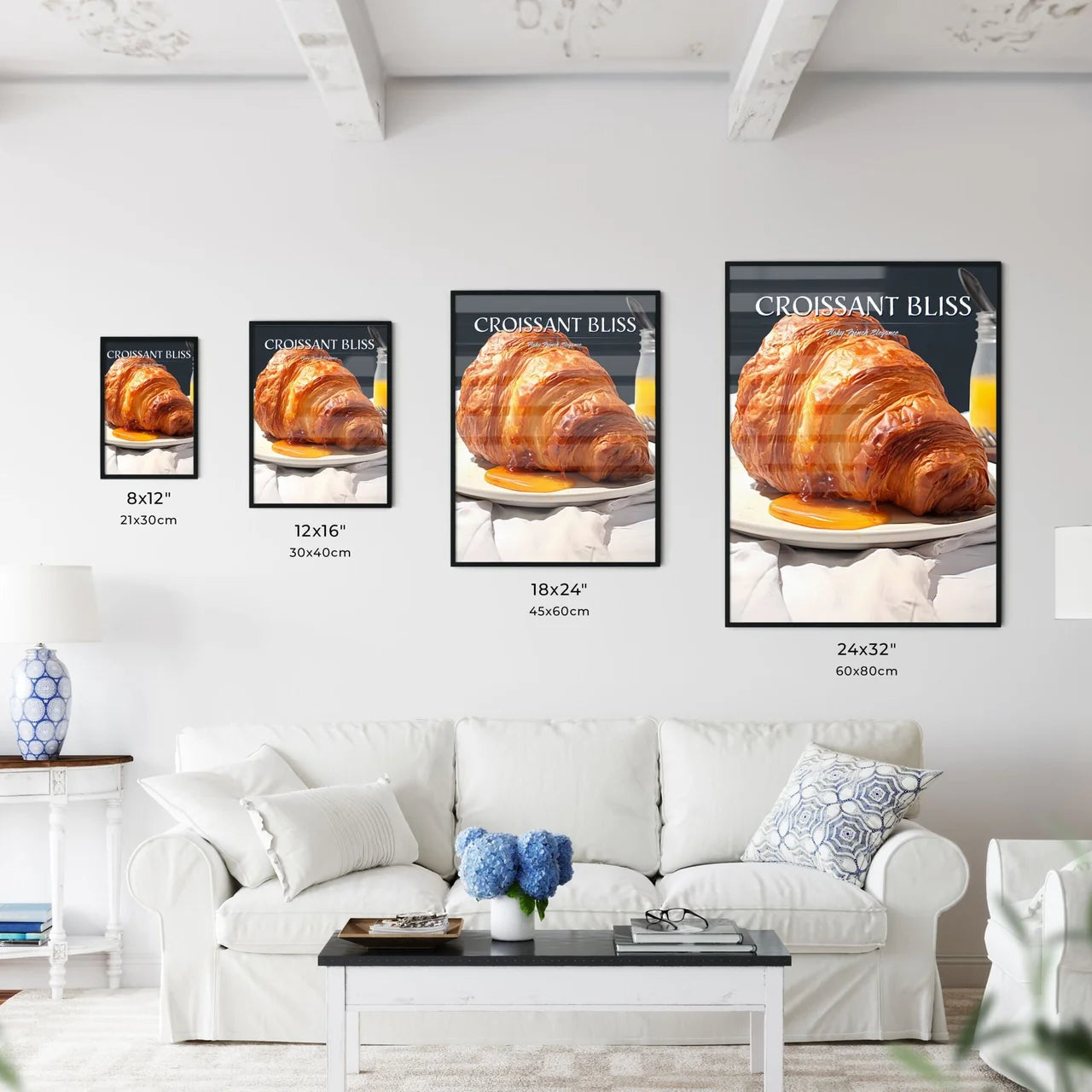 A Poster of Croissant - A Croissant On A Pla - Kitchen Hangings