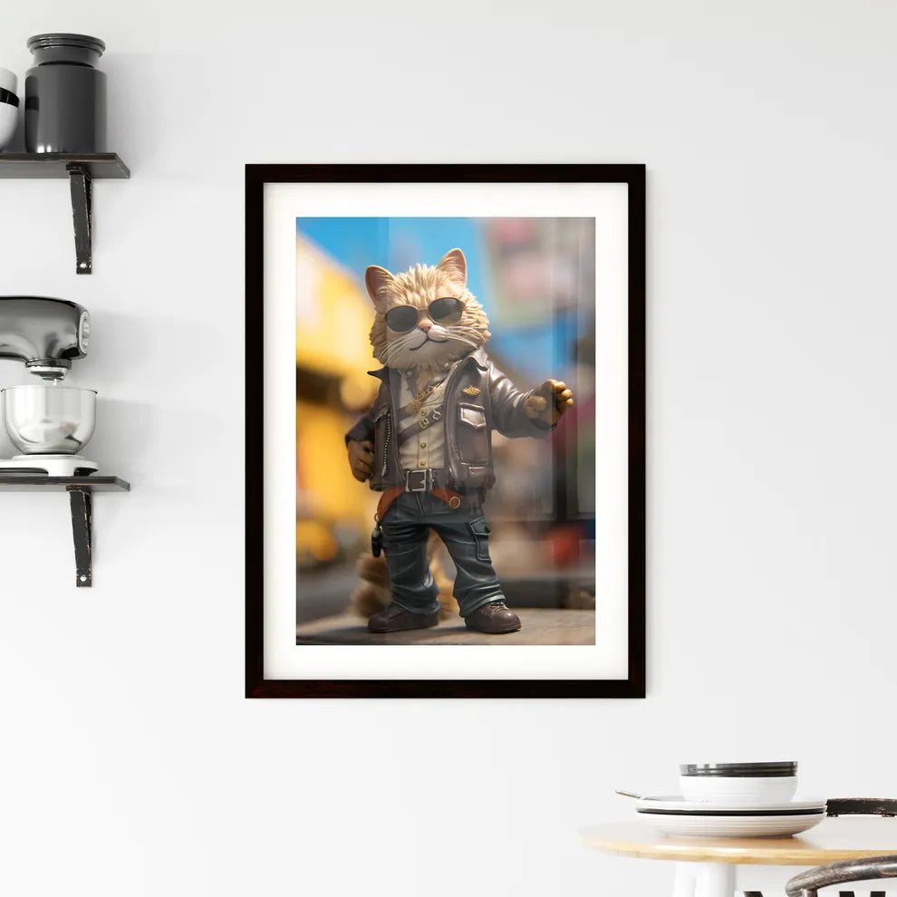 A Poster of A cat wearing sunglasses  Framed Print