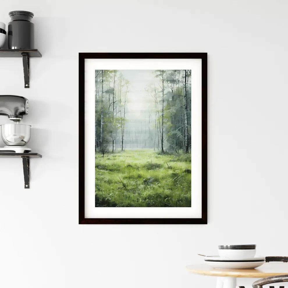 A Poster of a painting with green grass - A  Framed Print