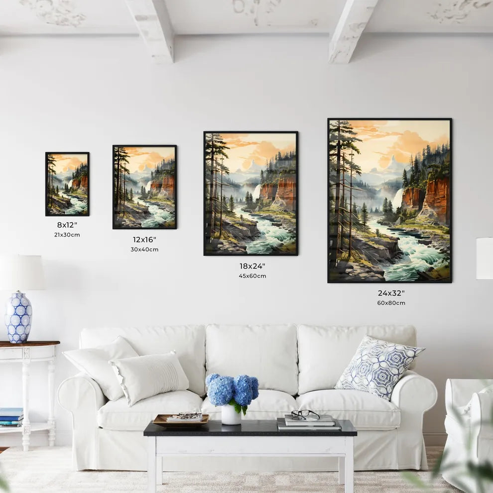 A Poster of Yellowstone National Park - A Ri - Kitchen Hangings