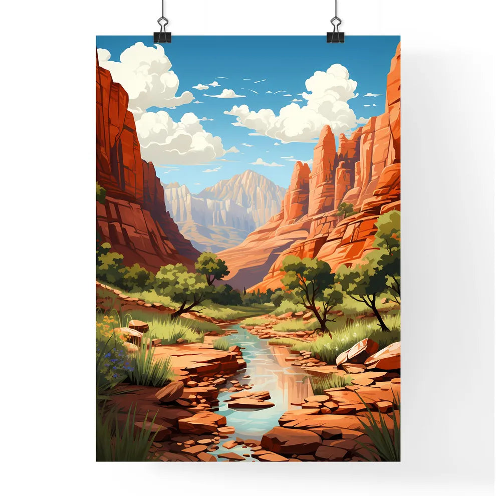 A Poster of Zion Utah National Park - A Rive Poster
