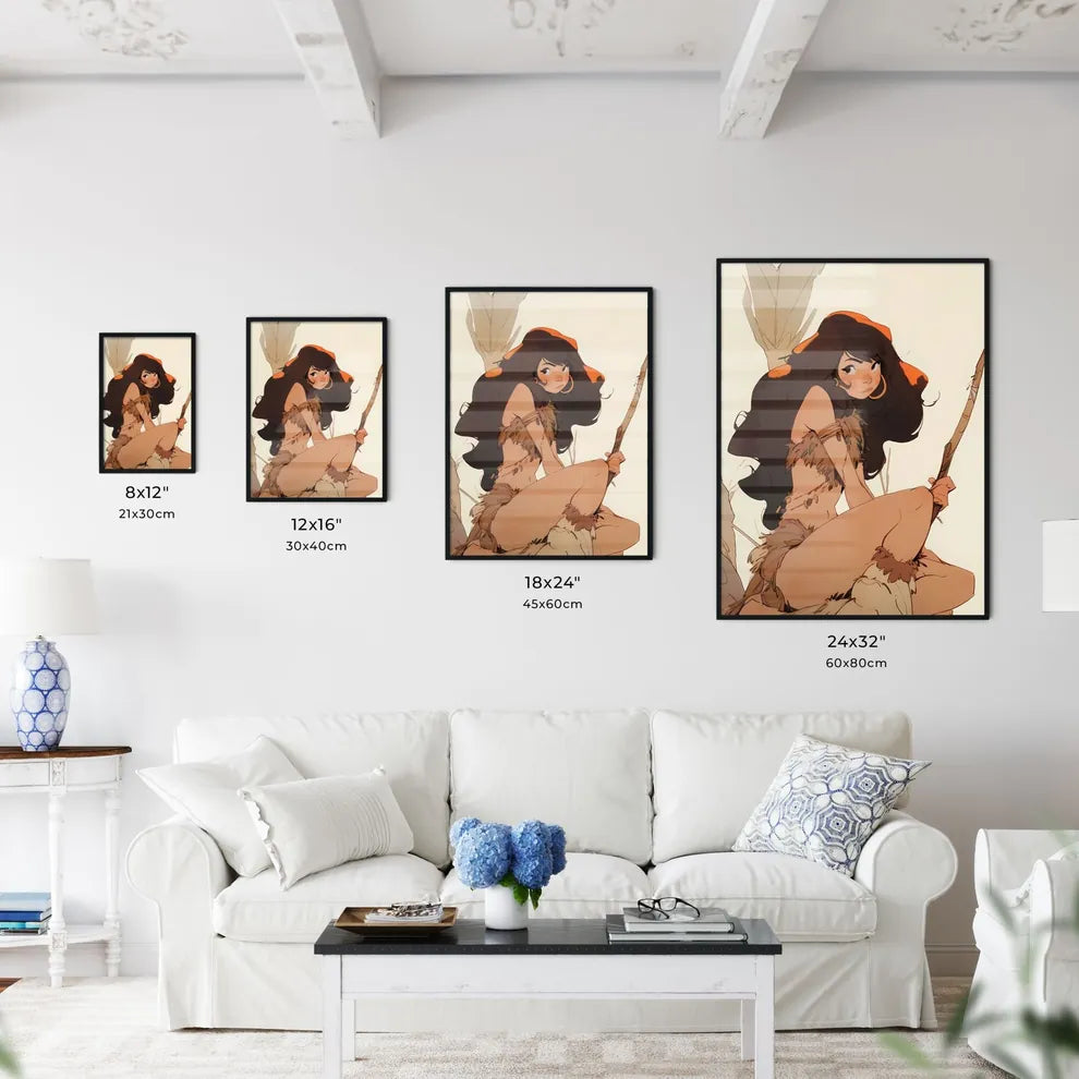 A Poster of beautiful cavewoman  Size Chart
