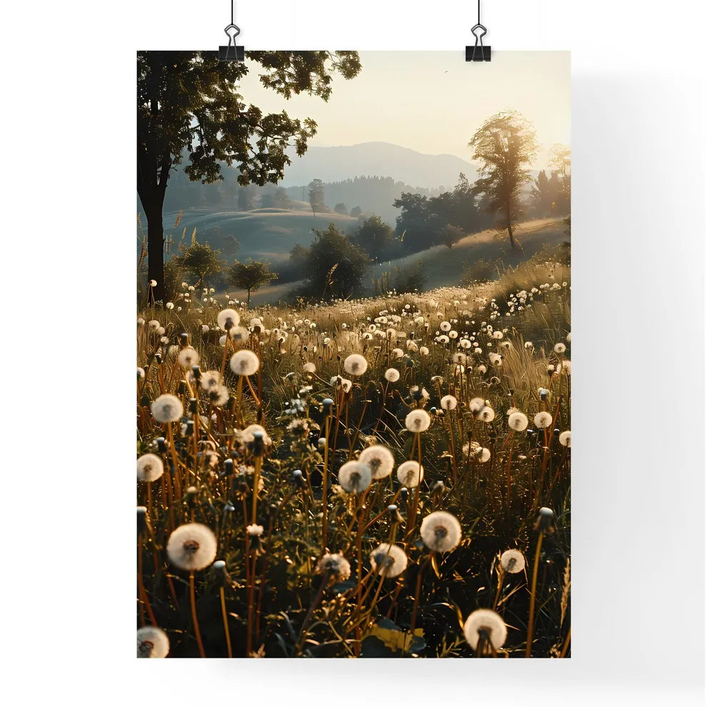 A Poster of a sea of dandelions styled as ac Poster