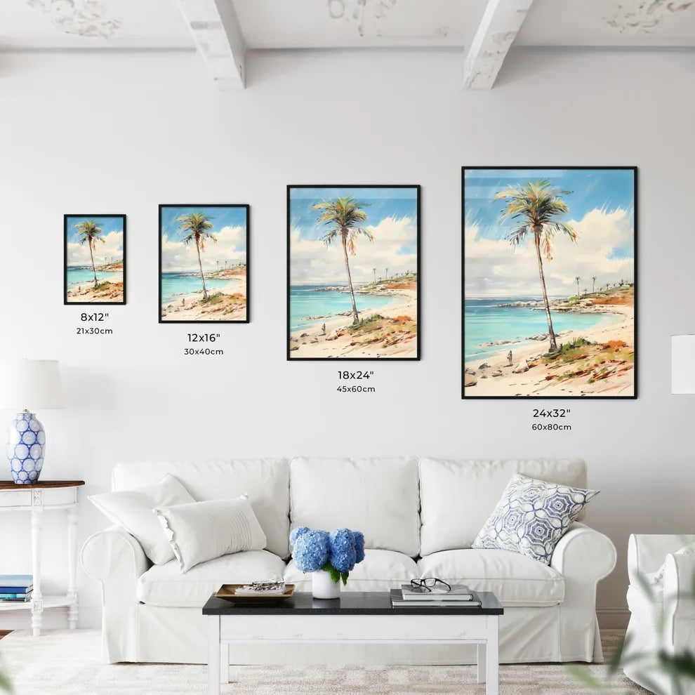 A Poster of desert tropical beach with palm  - Kitchen Hangings