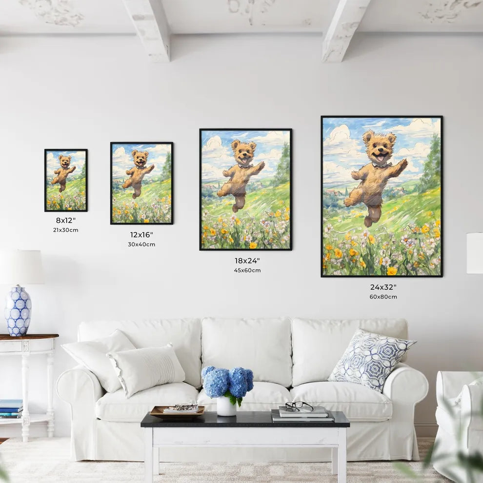 A Poster of funny dog jumping  Size Chart