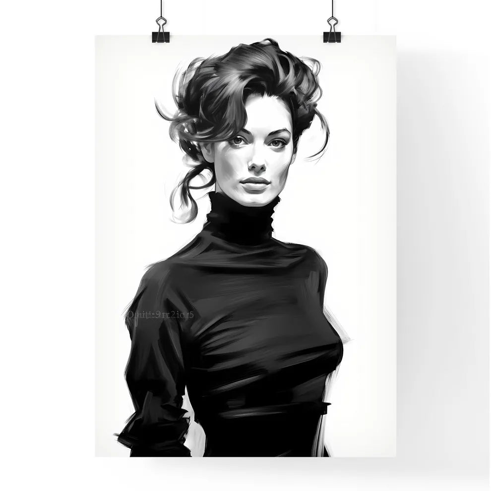 A Poster of beautiful elegant woman in black Poster