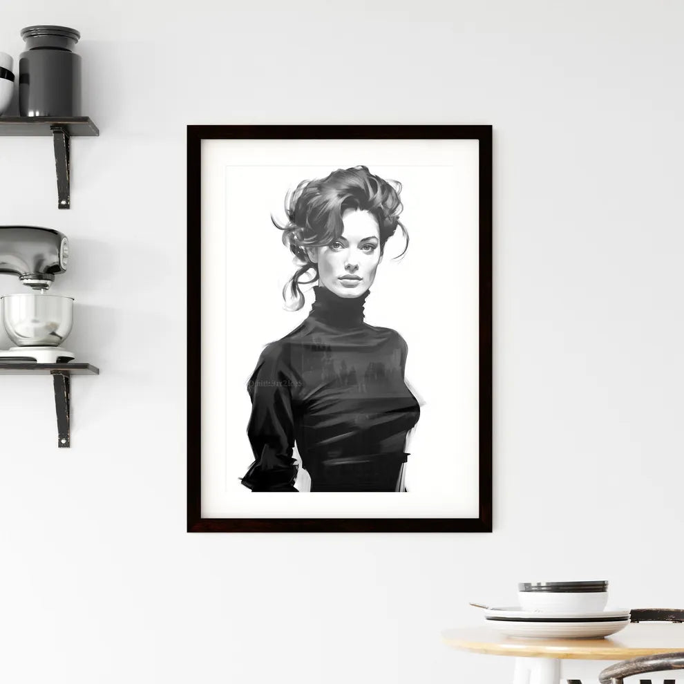 A Poster of beautiful elegant woman in black Framed Print