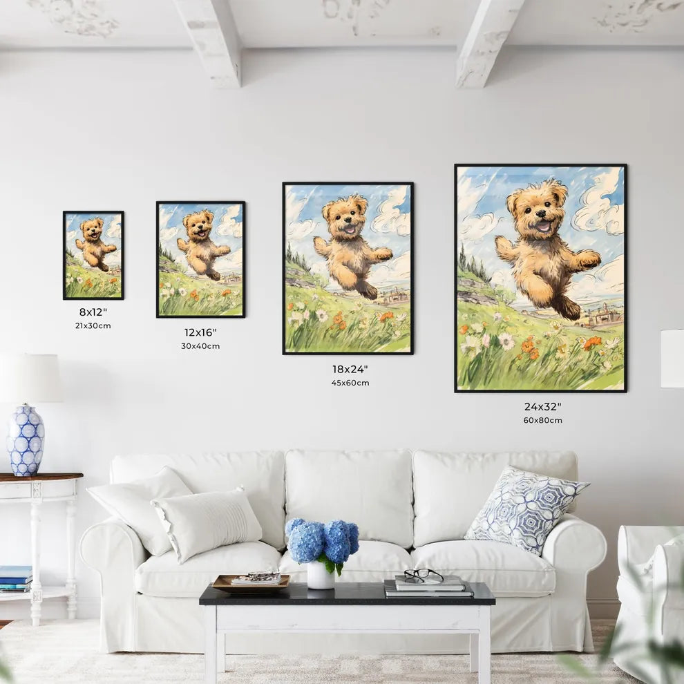 A Poster of funny dog jumping  Size Chart
