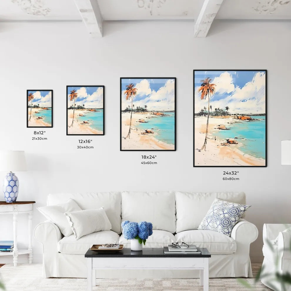 A Poster of desert tropical beach with palm  - Kitchen Hangings