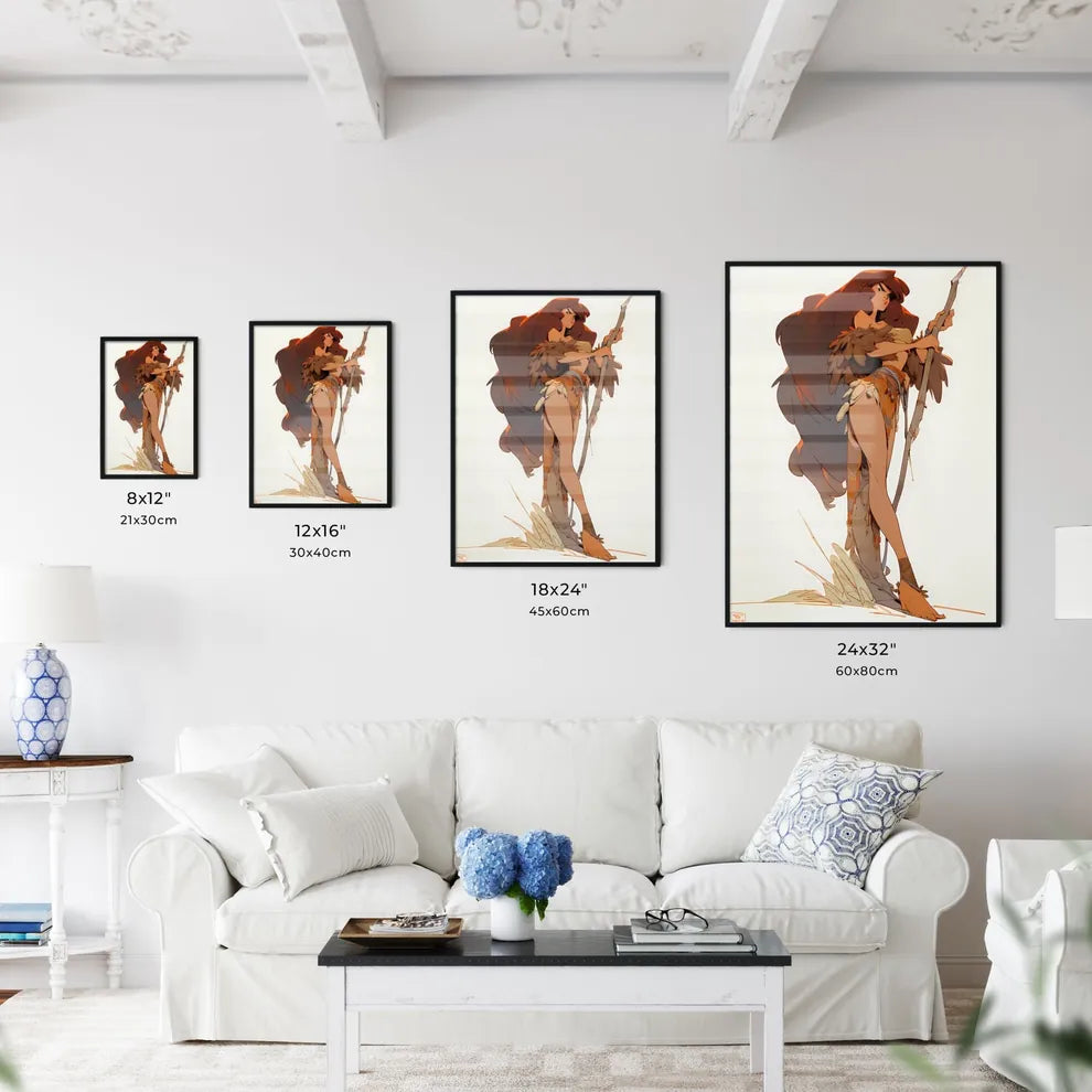 A Poster of beautiful cavewoman  Size Chart