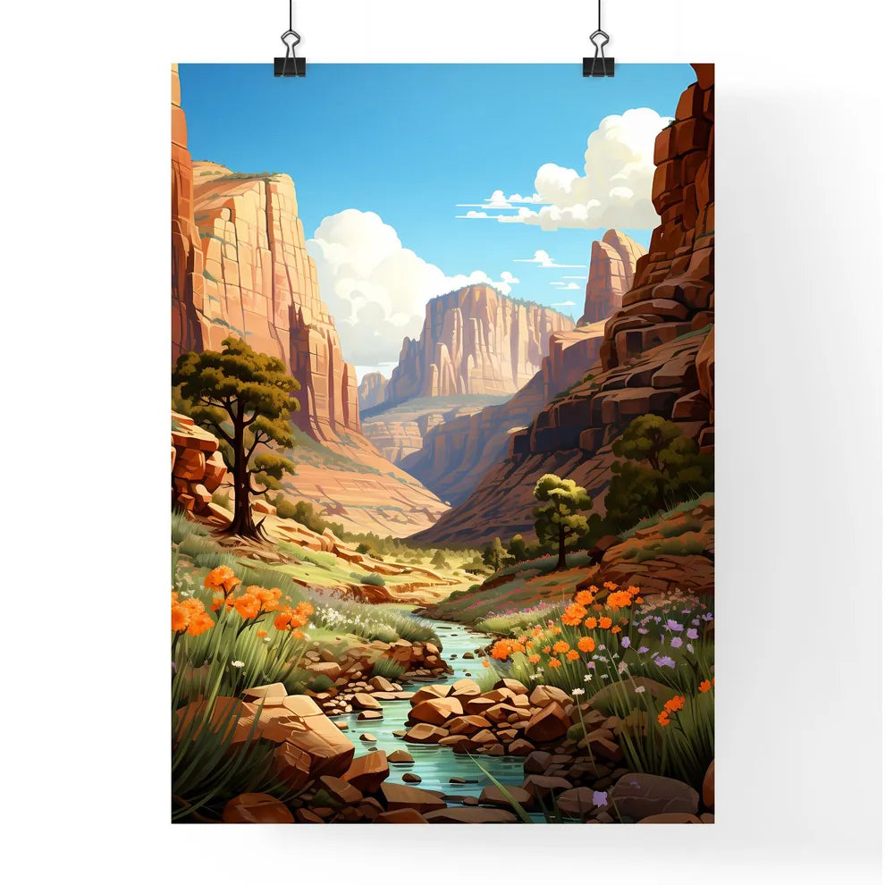 A Poster of Zion Utah National Park - A Rive Poster