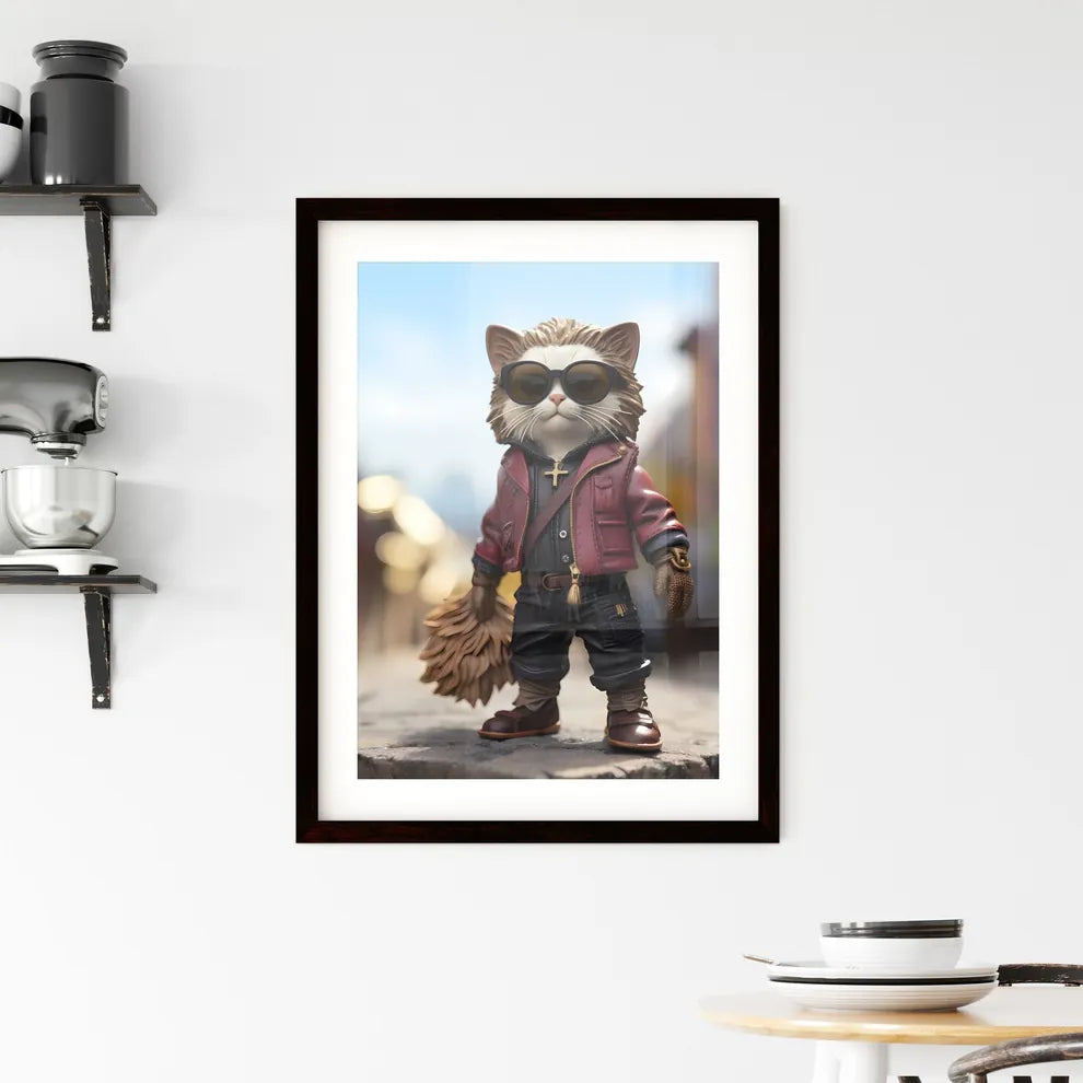 A Poster of A cat wearing sunglasses  Framed Print