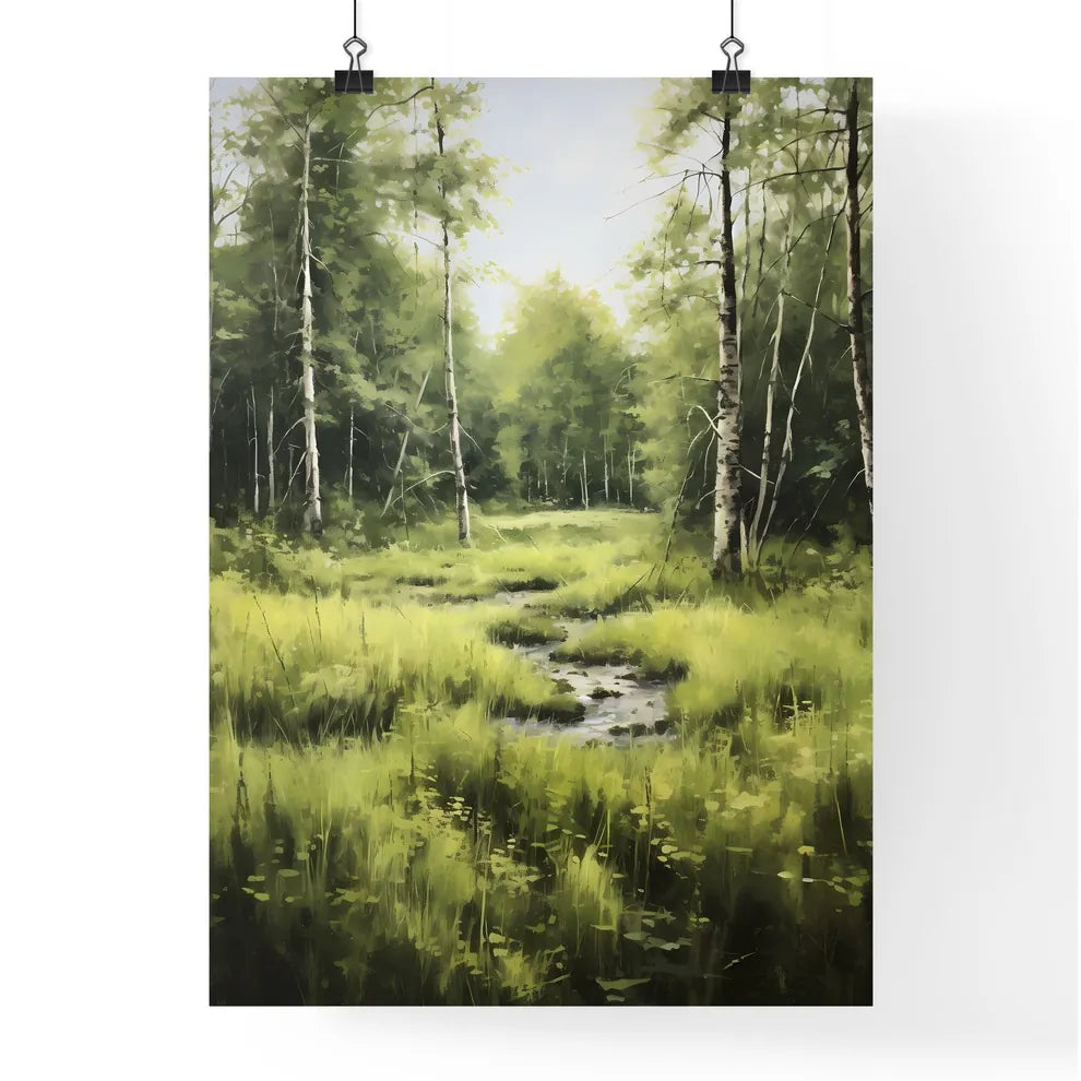 A Poster of a painting with green grass - A  Poster