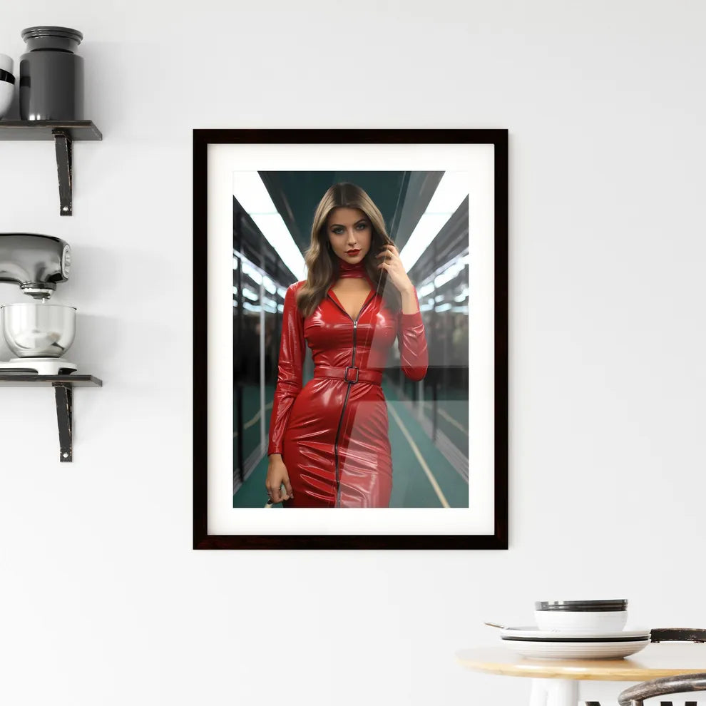 A Poster of standing on a subway - A Woman I Framed Print