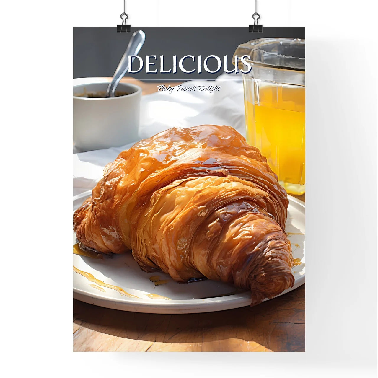 A Poster of Croissant - A Croissant And A Cu Poster
