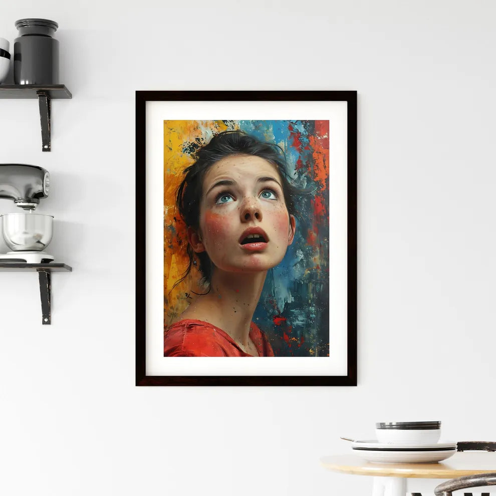 A Poster of shes making silly faces - A Woma Framed Print