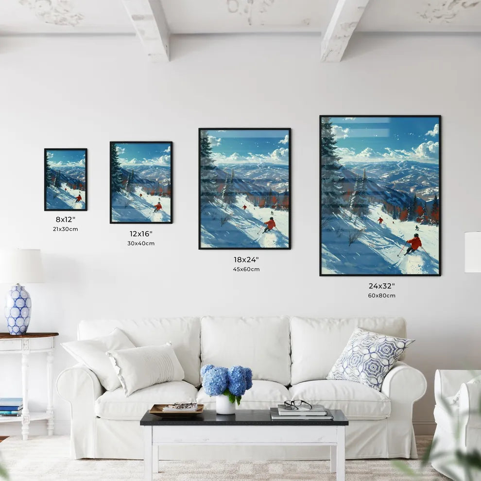 A Poster of two people are skiers in the sno - Kitchen Hangings