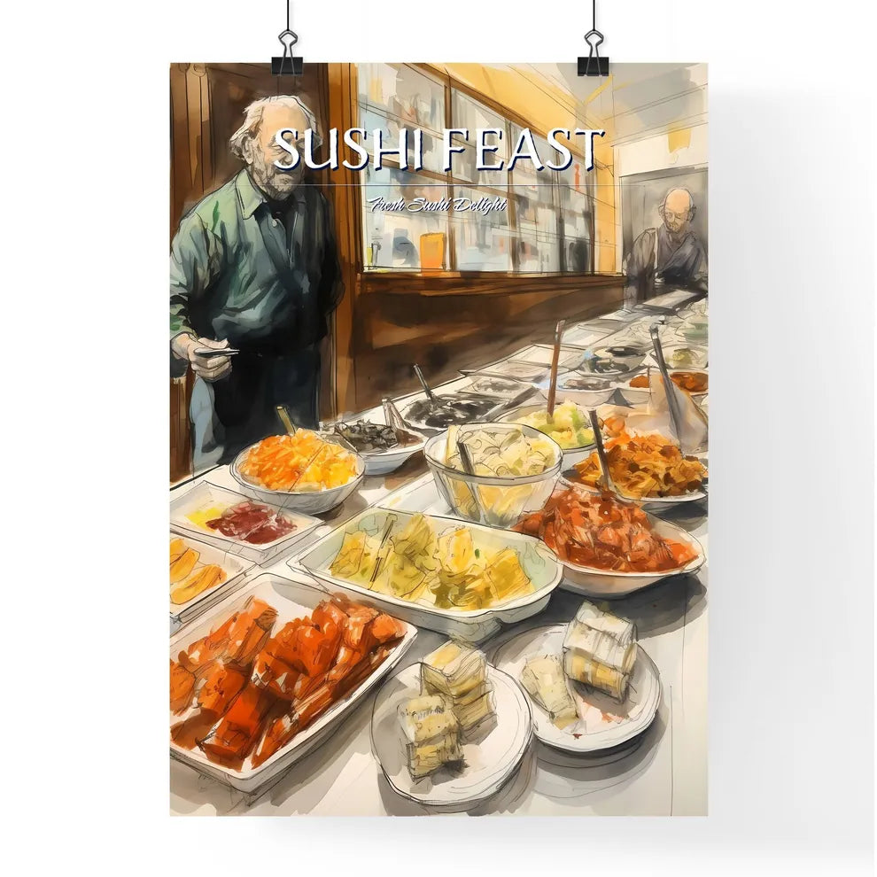 A Poster of sushi food drawing - A Man Stand Poster