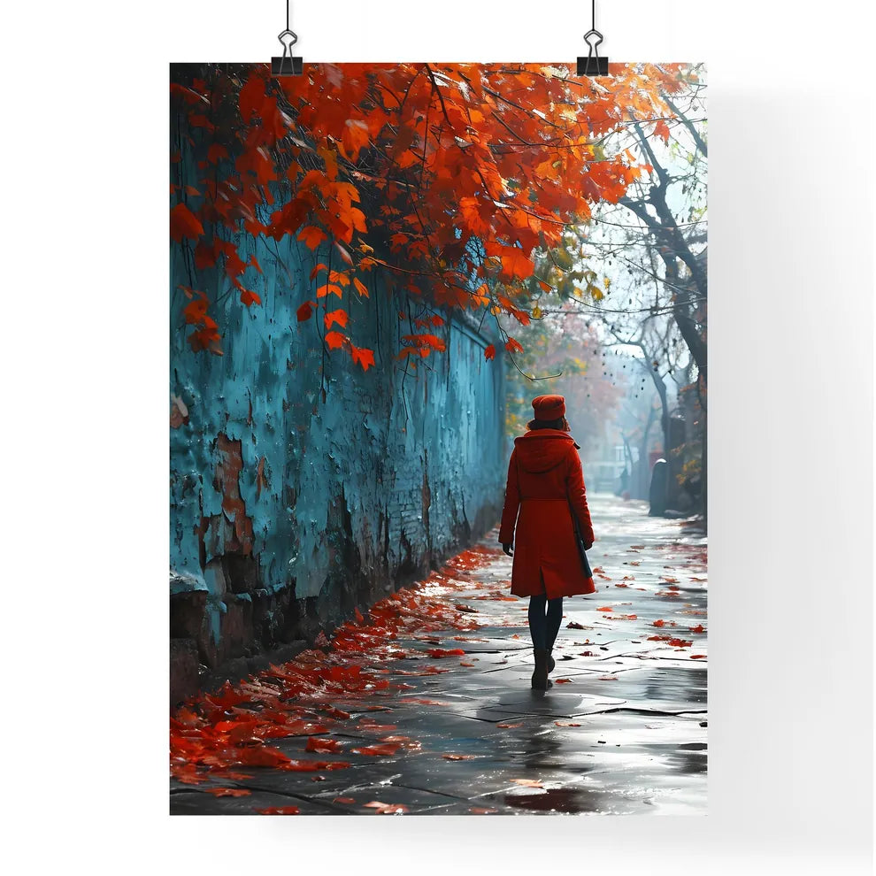 A Poster of shes walking down the sidewalk - Poster