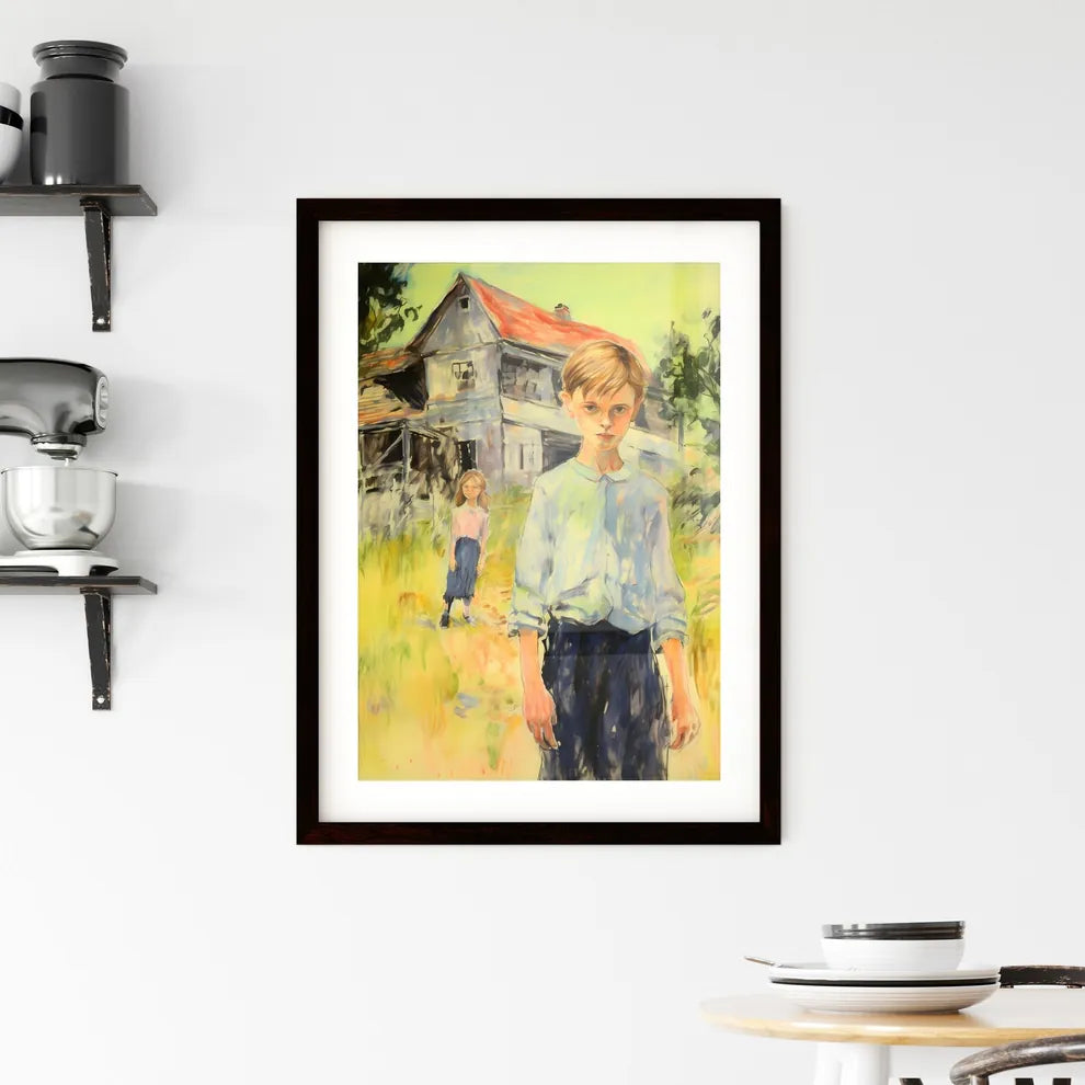 A Poster of In a country side cottage yard - Framed Print