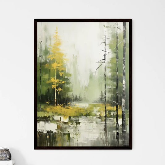 A Poster of green forest landscape oil - A P - Framed Art Print