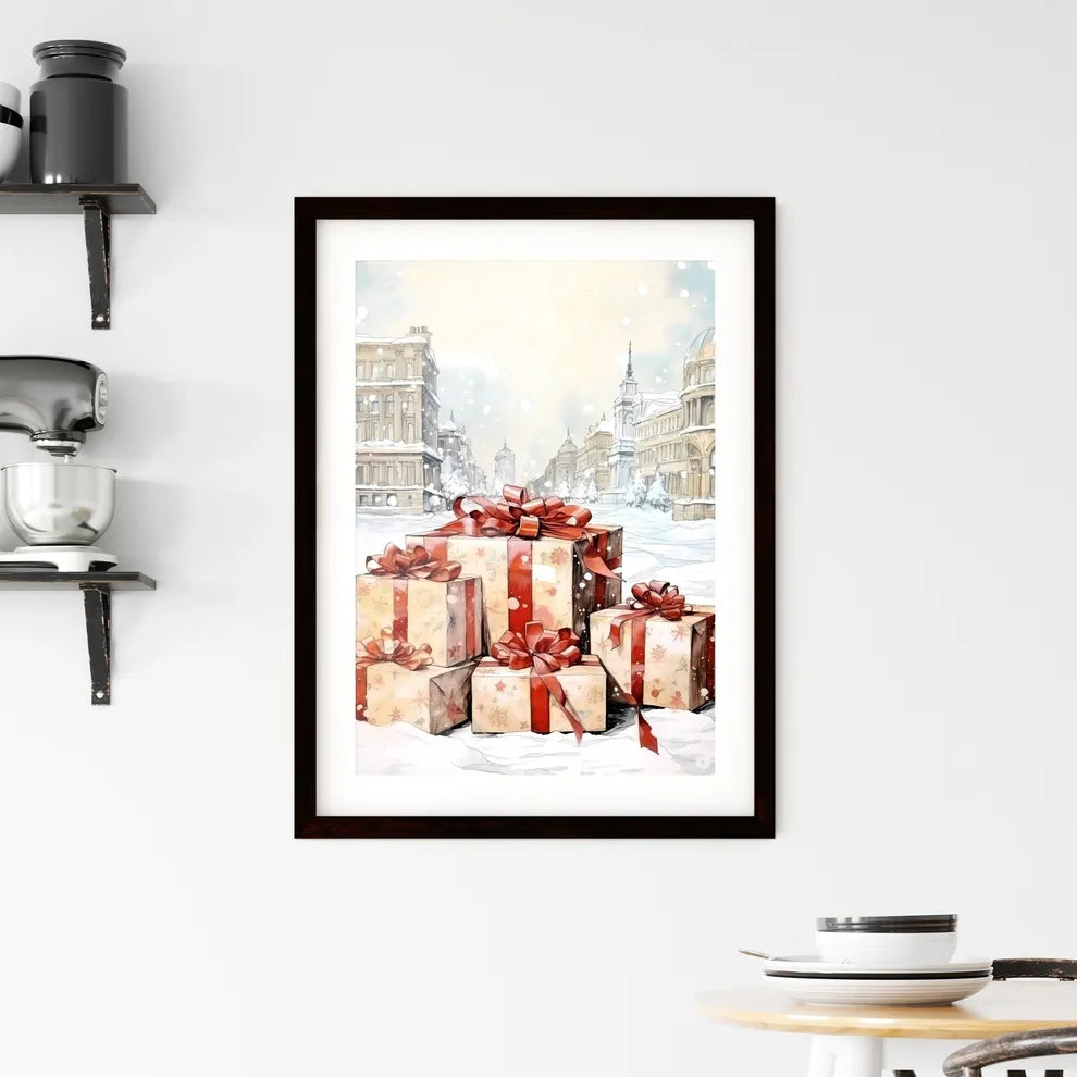 A Poster of Christmas and Holiday Gifts on S Framed Print