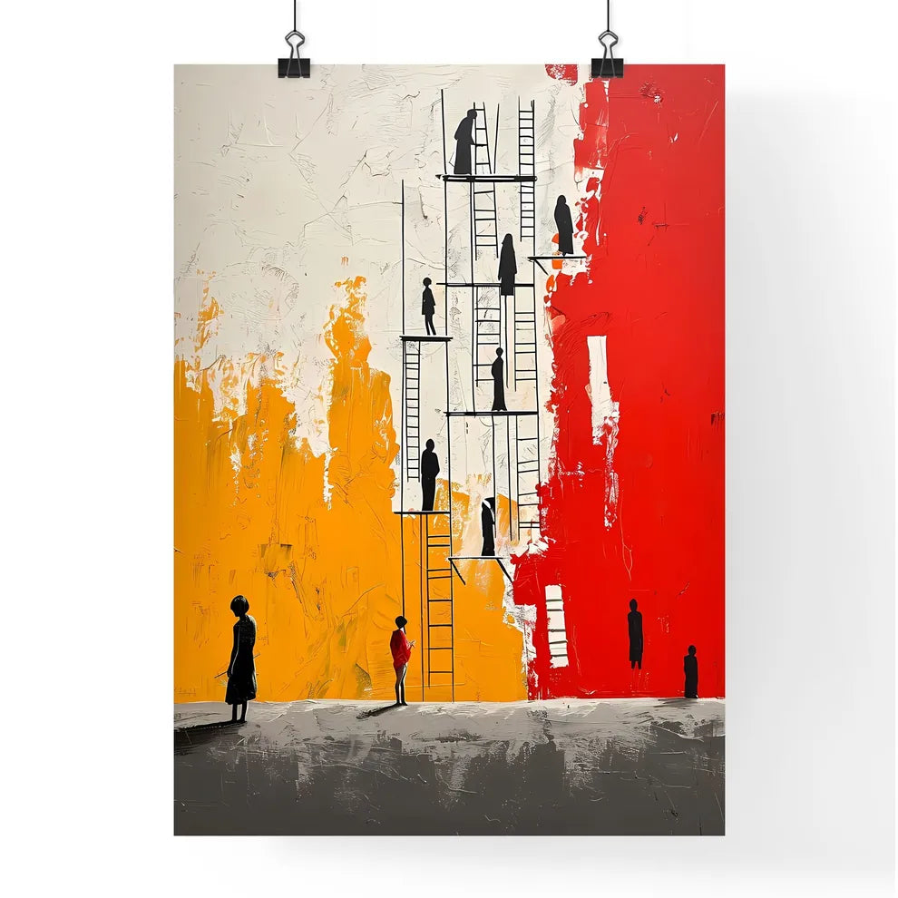 A Poster of Modern painting people standing  Poster