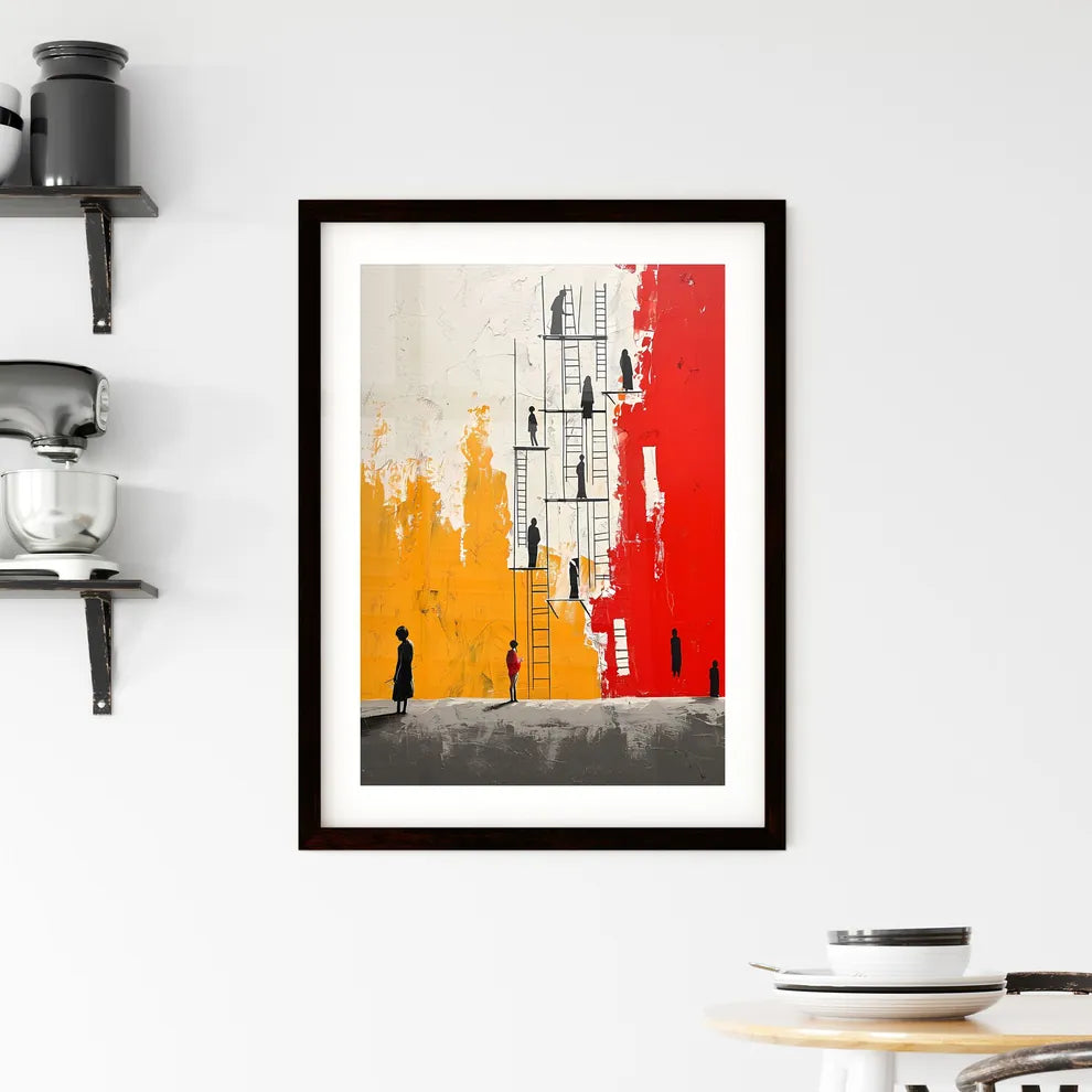 A Poster of Modern painting people standing  Framed Print