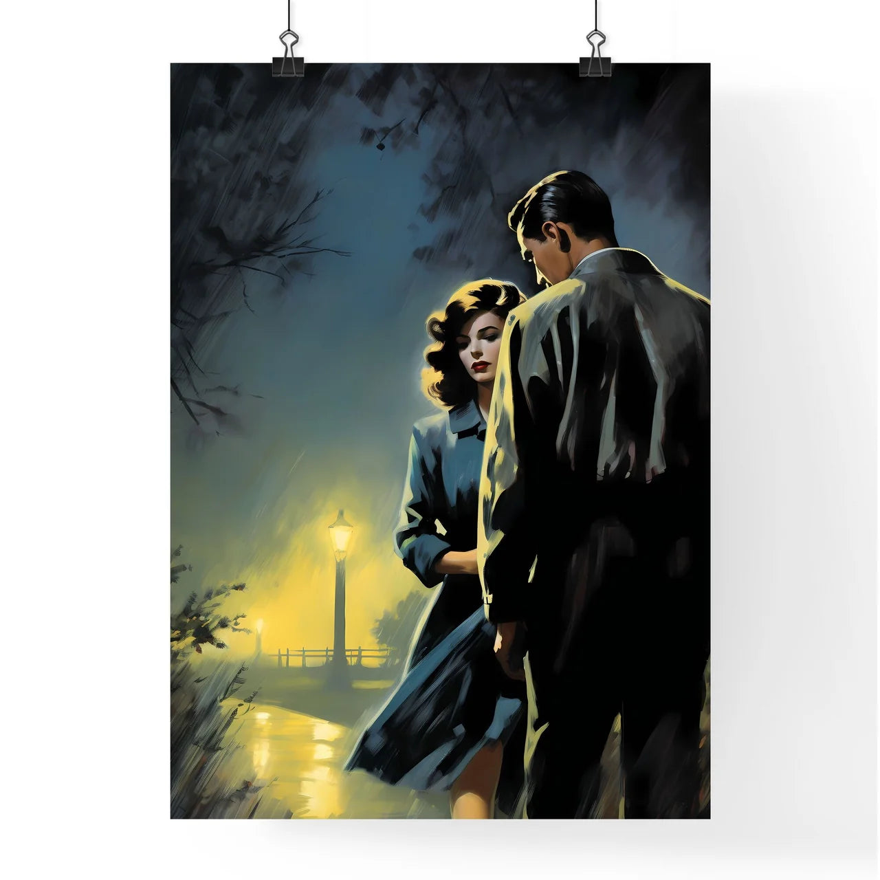 A Poster of 1940s pulp-noir style - A Man An Poster