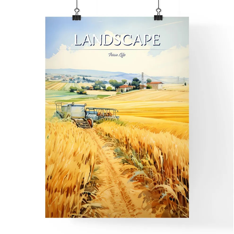 A Poster of A watercolor painting of a farml Poster