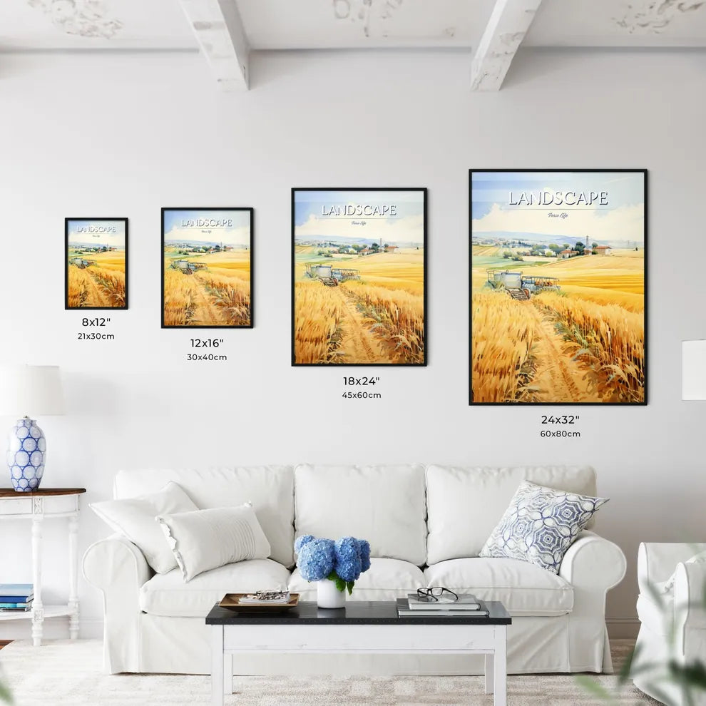 A Poster of A watercolor painting of a farml - Kitchen Hangings