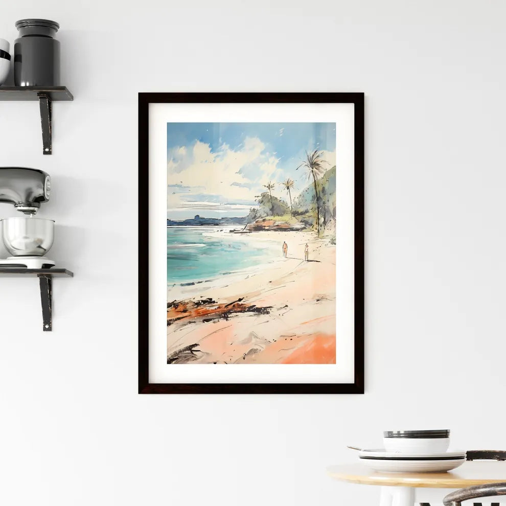 A Poster of Sandy tropical beach - A Waterco Framed Print