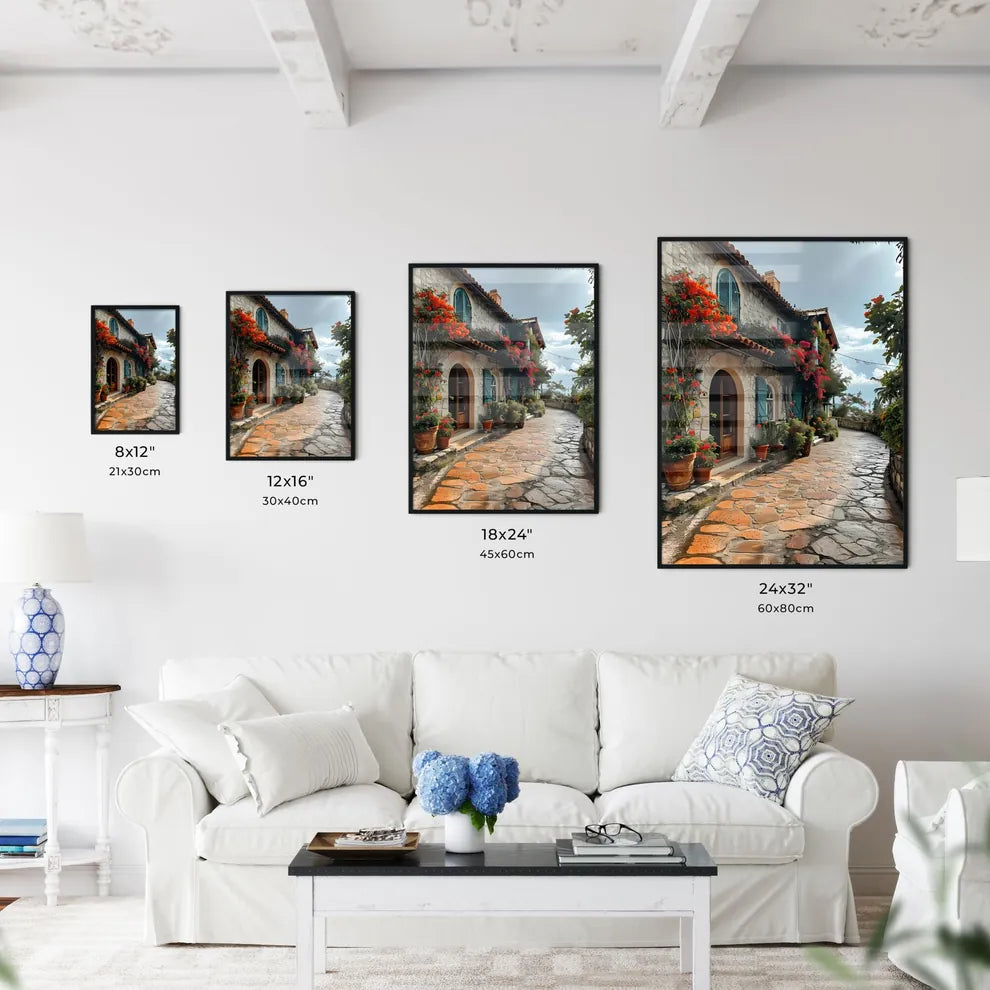 A Poster of Cte-dAzur France - A Stone Building With Flowers On The Side Size Chart