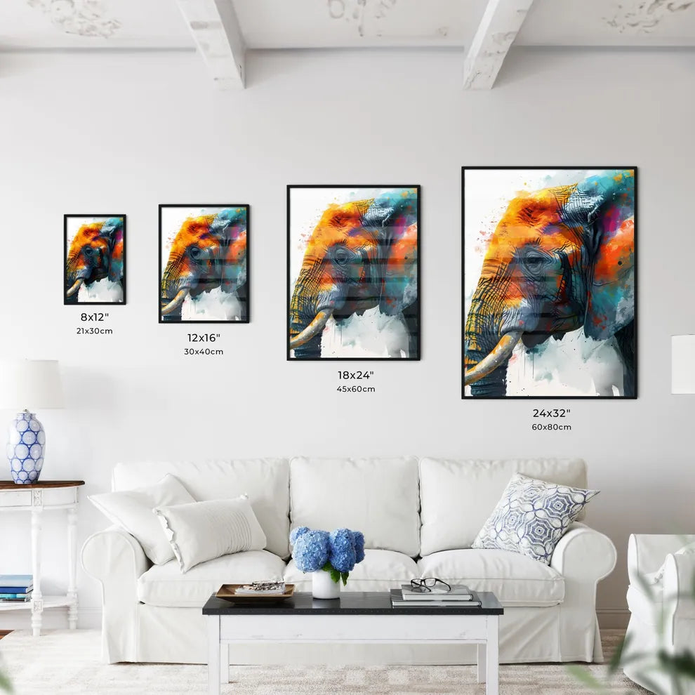 A Poster of Detailed sketch of a curious African Elephant  Size Chart