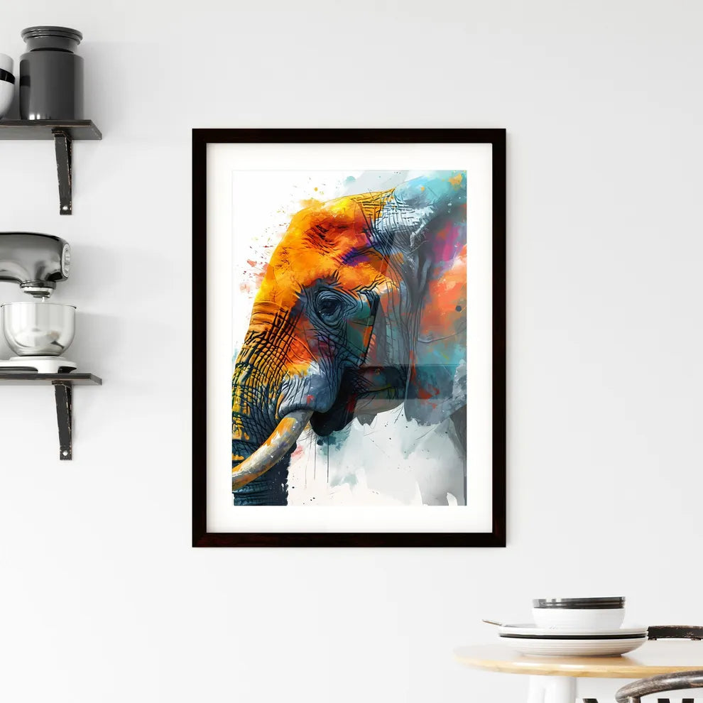 A Poster of Detailed sketch of a curious African Elephant  Framed Print