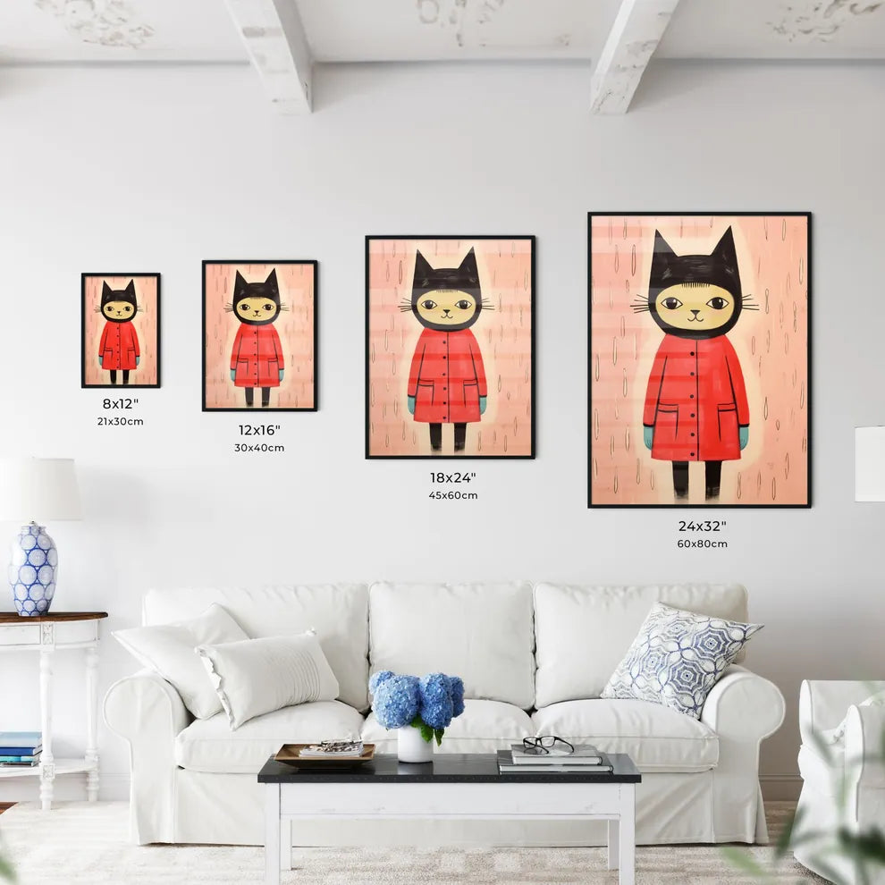 A Poster of the cat in the cat costume  Size Chart