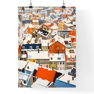 A Poster of snowy urban roofs of berlin - A Group Of Buildings Covered In Snow