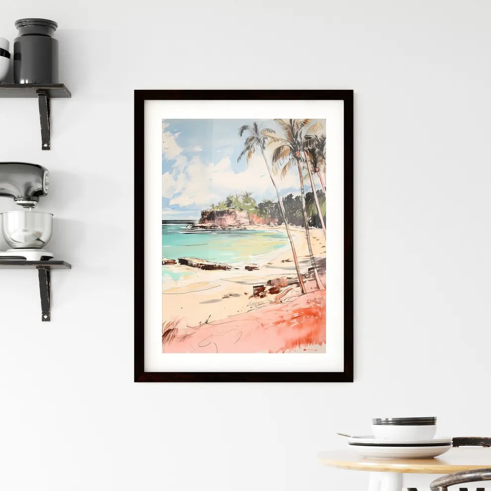 A Poster of Sandy tropical beach - A Beach W Framed Print