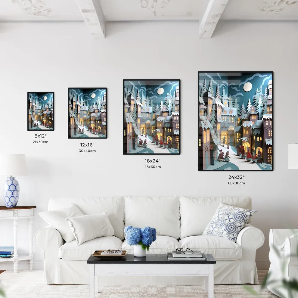 A Poster of paper art paper cut animation - A Paper Cut Out Of A Town Size Chart