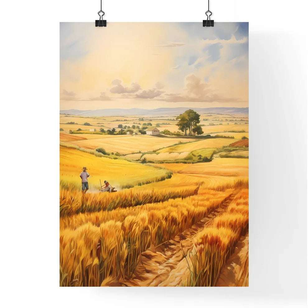 A Poster of A watercolor painting of a farml Poster