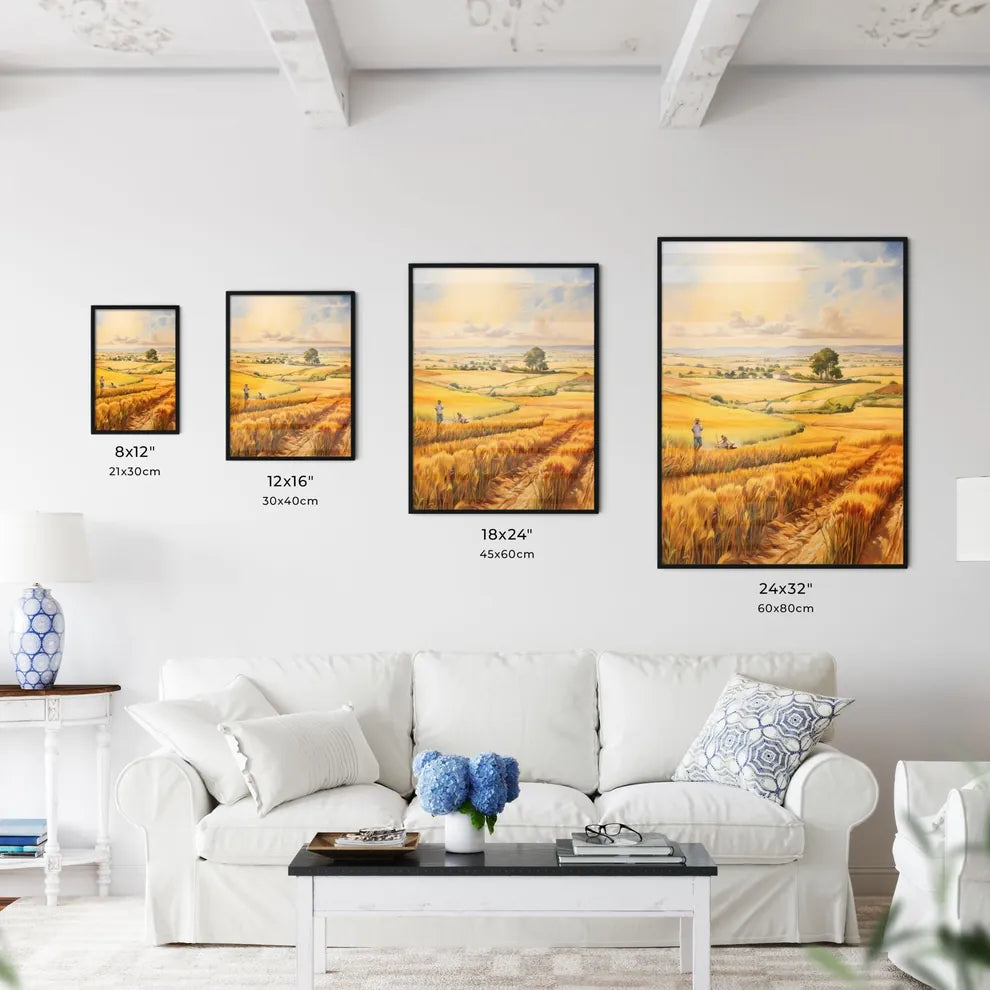 A Poster of A watercolor painting of a farml - Kitchen Hangings