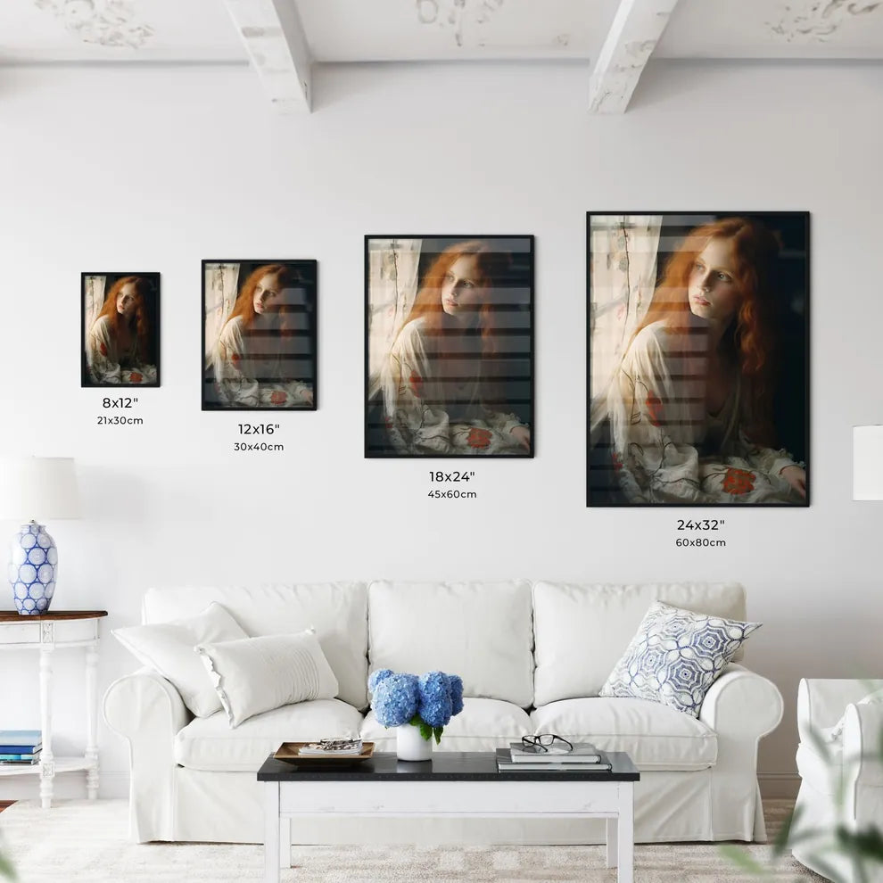 A Poster of woman with red hair sitting - A  - Kitchen Hangings