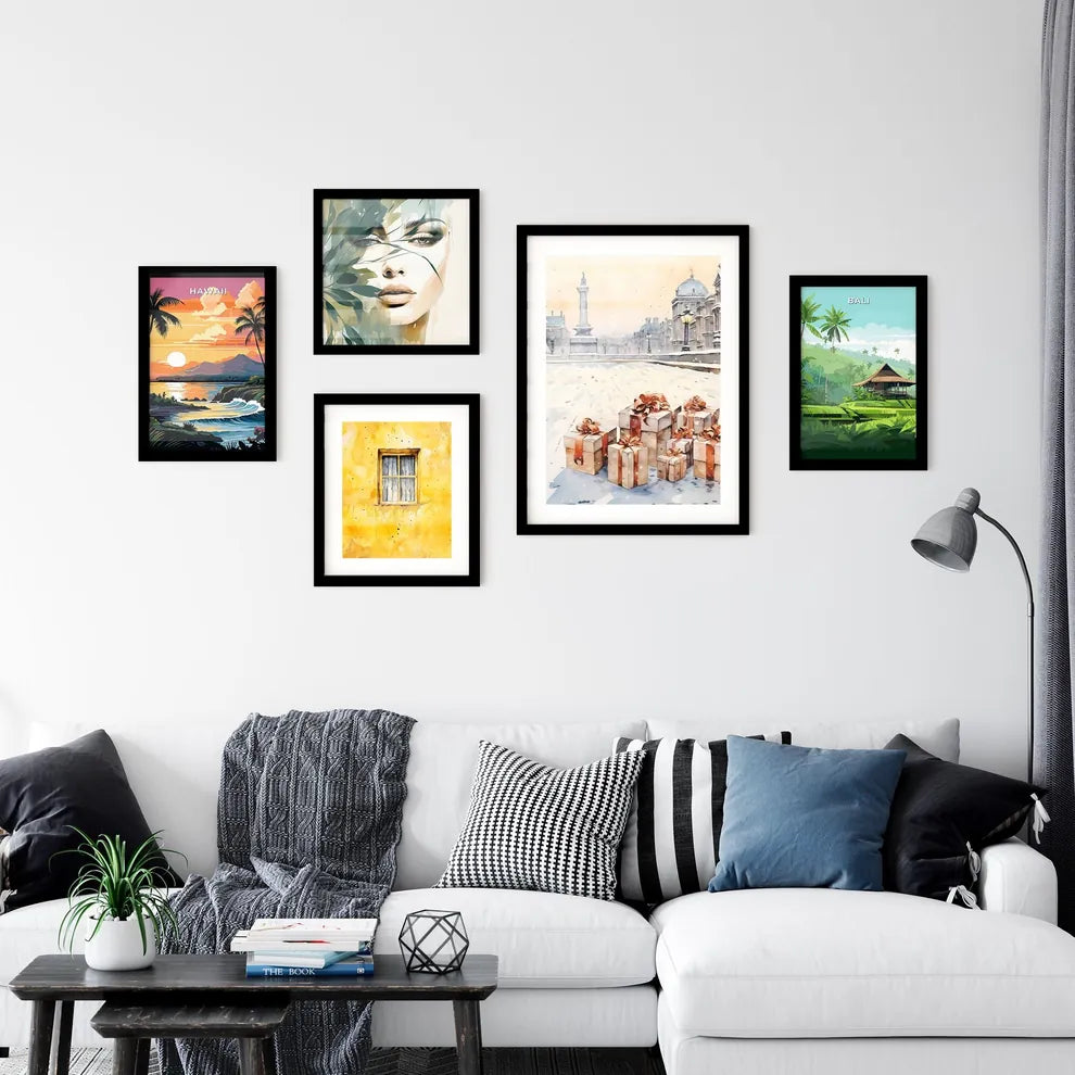 A Poster of Christmas and Holiday Gifts on Snow - A Group Of Presents In A Snowy Place Interior Design