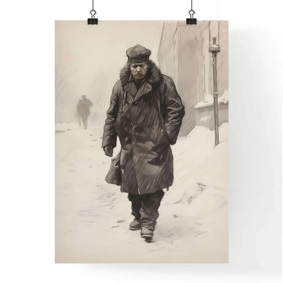 A Poster of charcoal drawing of a boshevik  Poster
