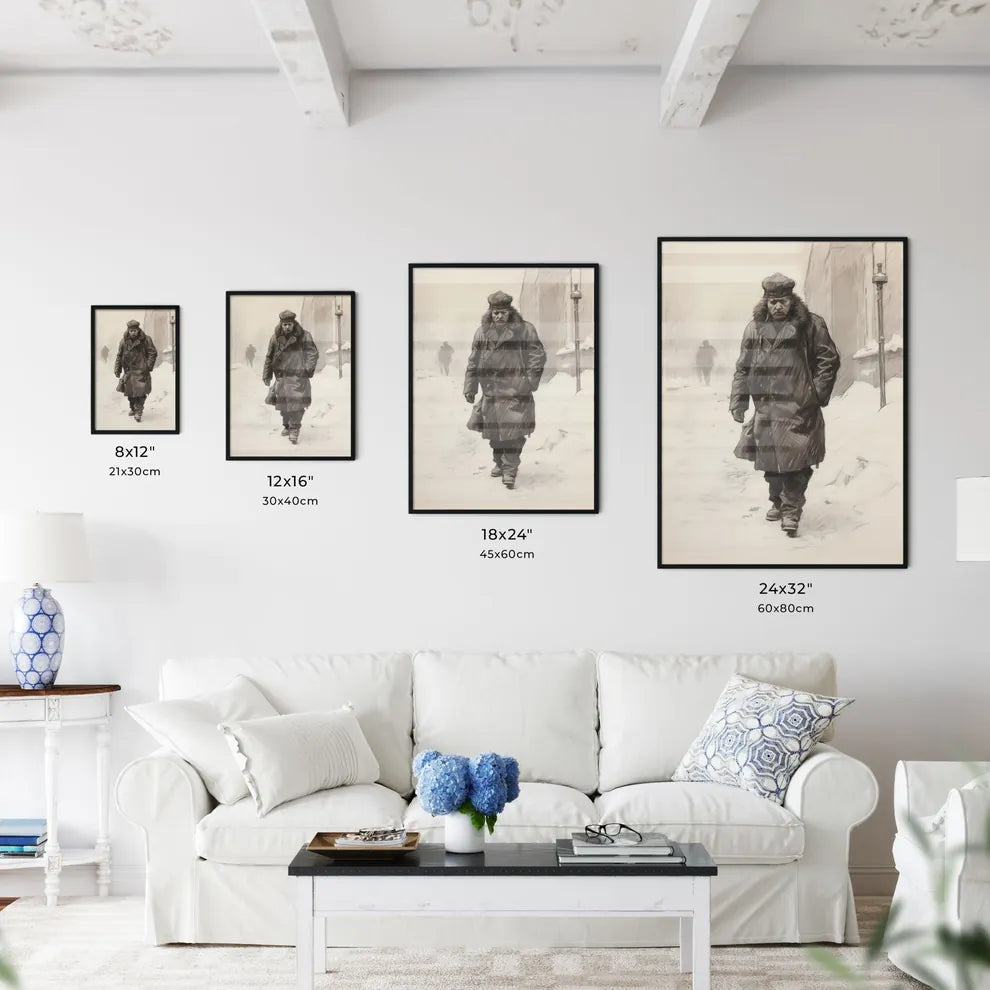 A Poster of charcoal drawing of a boshevik  Size Chart