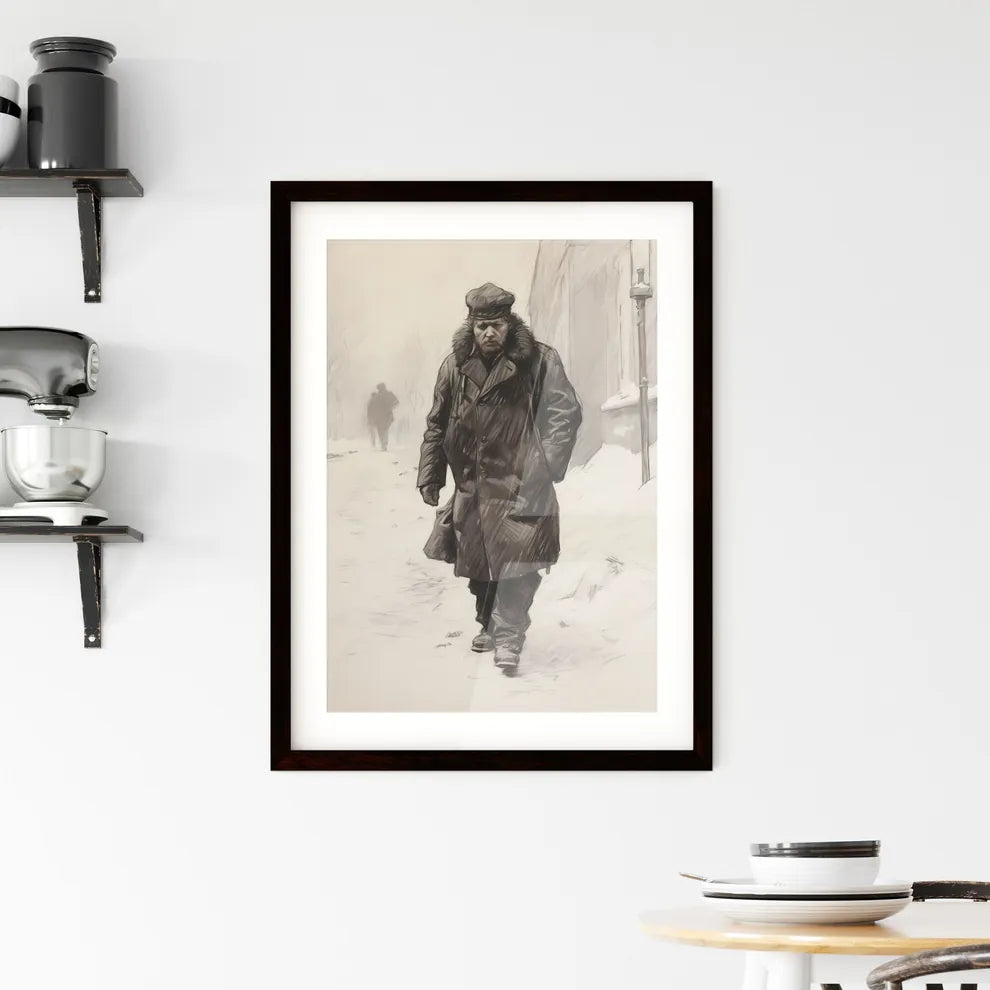 A Poster of charcoal drawing of a boshevik  Framed Print
