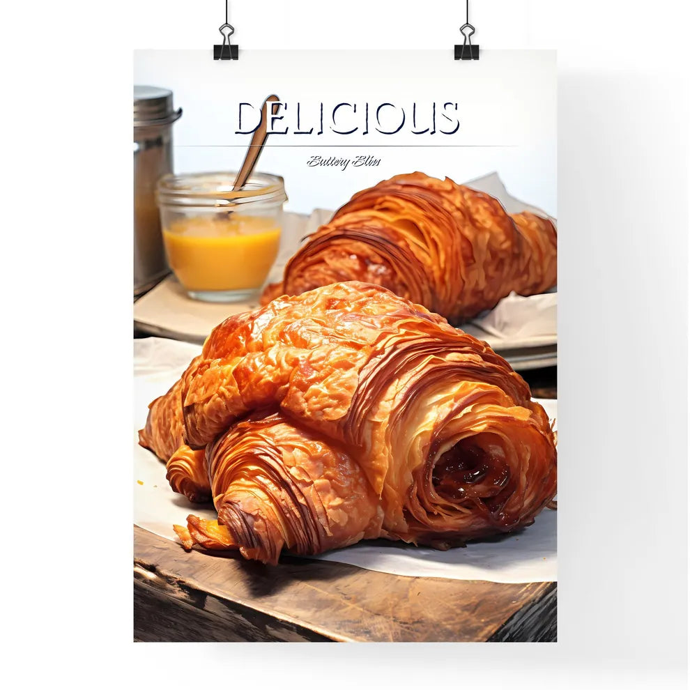A Poster of Croissant - A Croissants On A Pl Poster