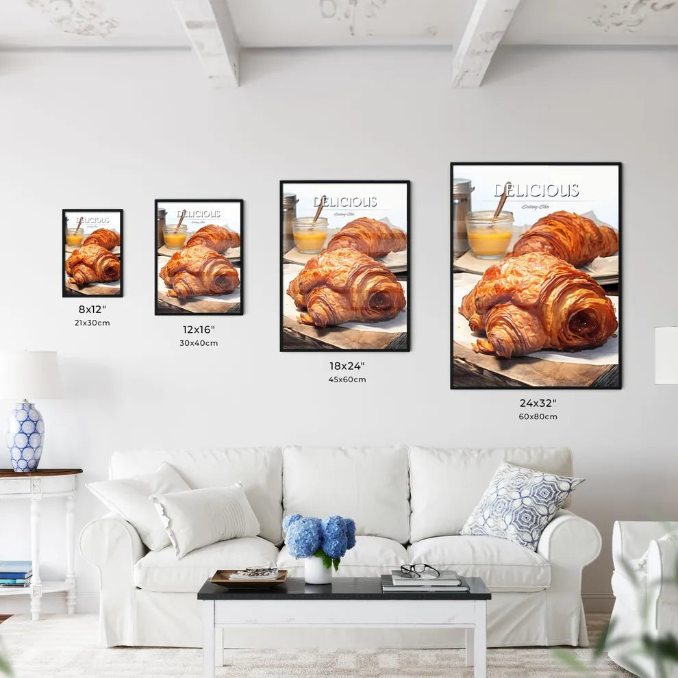 A Poster of Croissant - A Croissants On A Pl - Kitchen Hangings
