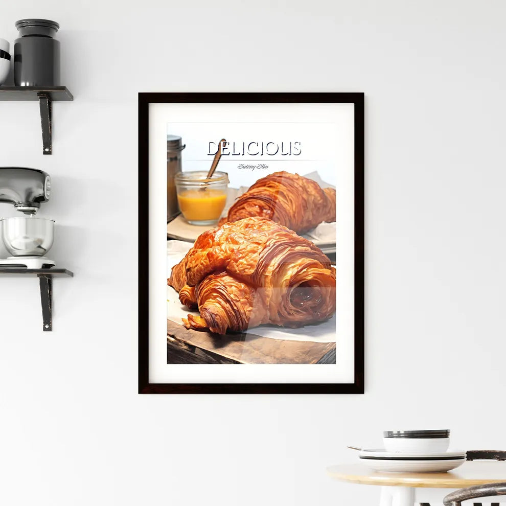 A Poster of Croissant - A Croissants On A Pl Framed Print