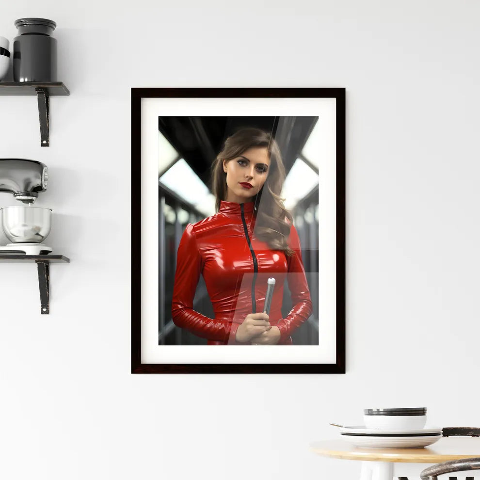 A Poster of standing on a subway - A Woman I Framed Print